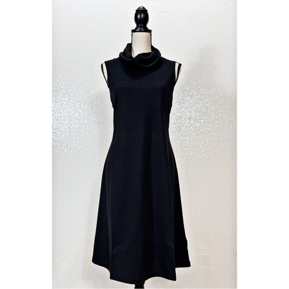 Susan Graver Style Black Sleeveless Crowl / Turtleneck A-Line Knit Dress Size S - Picture 7 of 8